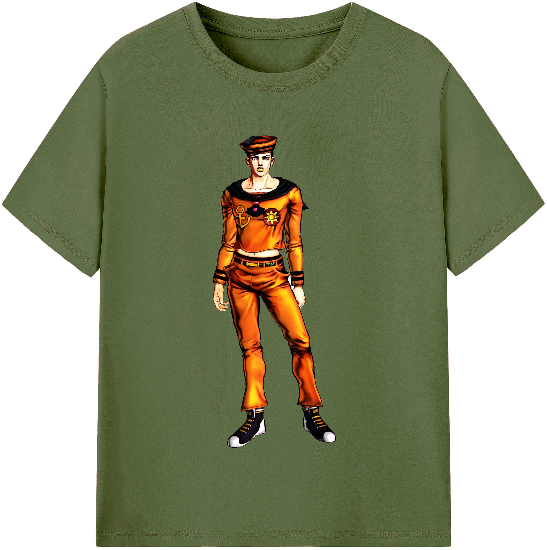 （画像用） ジョジョの奇妙な冒険 東方定助 JoJo's Bizarre Adventure Higashikata Josuke 綿100％半袖Tシャツ（フロントプリント）